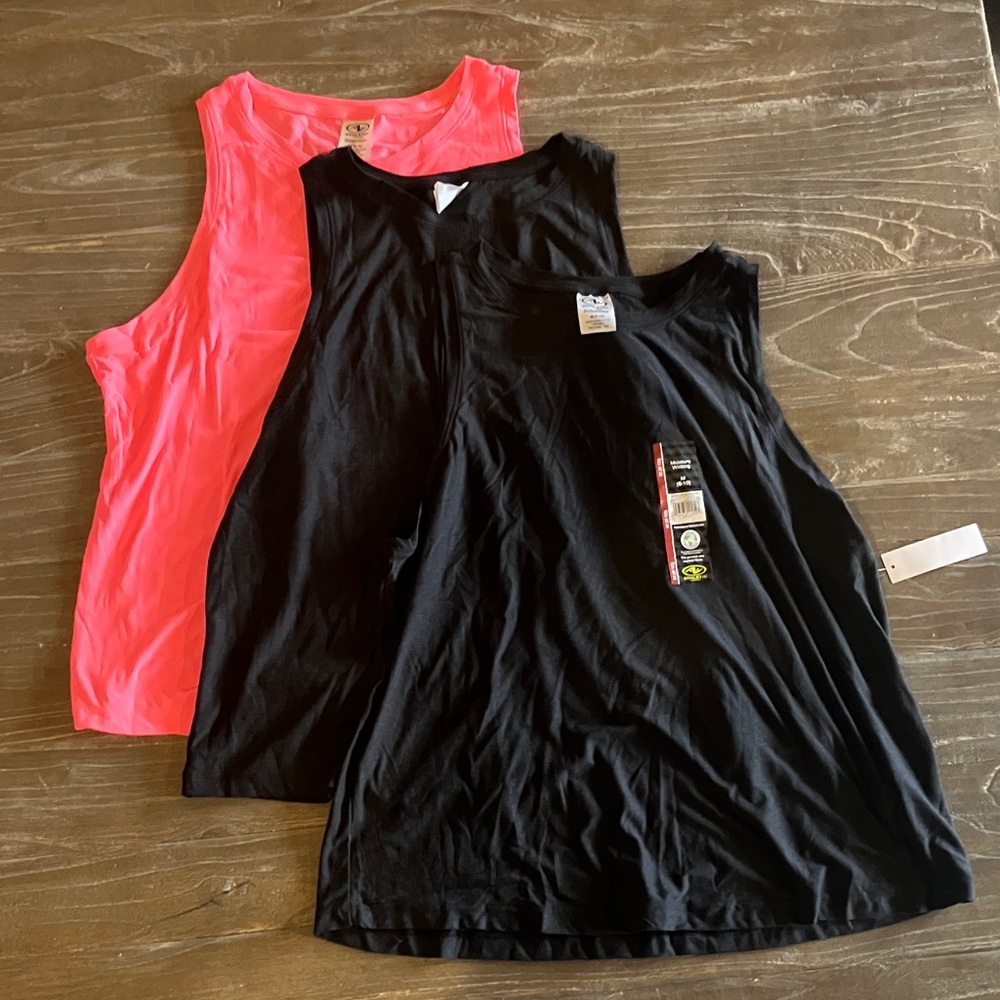 Athletic Works Black and Bright Salmon Muscle Tees